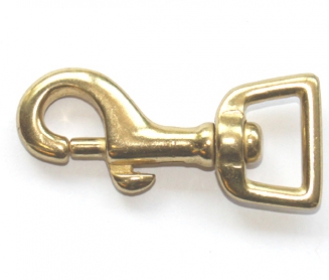 Karabinerhaken Messing 17 x 60mm mit geradem Wirbel