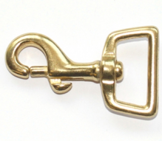 Karabinerhaken Messing 25 x 60mm mit geradem Wirbel