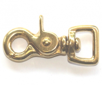 Karabinerhaken Messing 16 x 64mm mit geradem Wirbel