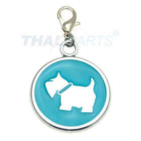 Halsbandanhnger Hund blau #51 Schmuck Anhnger Hundemarke 30mm