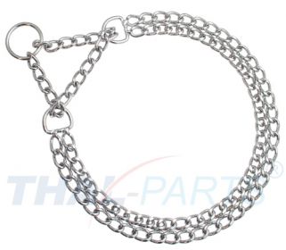 Hunde Halskette mit Zugstop kurzgliedrig 3,0mm x 65cm 2-reihig Kettenhalsband