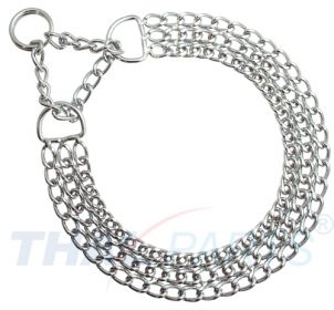 Hunde Halskette mit Zugstop kurzgliedrig 2,5mm x 55cm 3-reihig Kettenhalsband