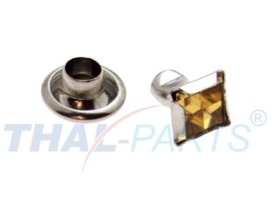 50er Pack Ziernieten Strassnieten Chatonnieten 4 x 4mm Bernstein Quadratisch