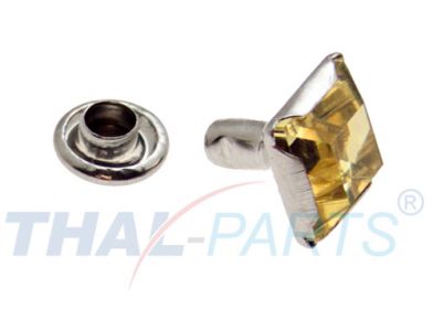 50er Pack Ziernieten Strassnieten Chatonnieten 8 x 8mm Bernstein Quadratisch