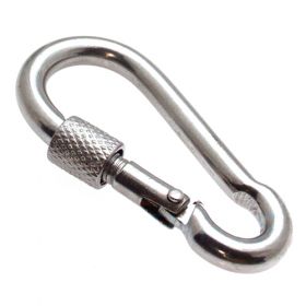 10er Pack Feuerwehr Karabinerhaken 80mm x 8mm mit Schraube Edelstahl V4A