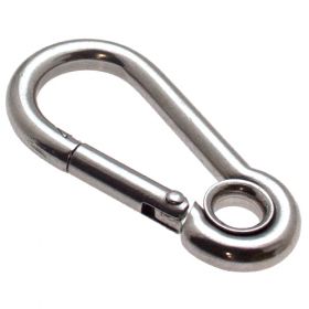 10er Pack Feuerwehr Karabinerhaken 40mm x 4mm mit Kausche Edelstahl V4A