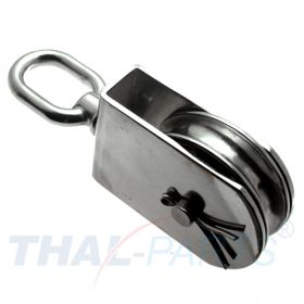 Block mit Edelstahlrolle 75mm drehbarem Wirbel V2A Sinterbronze Buchse