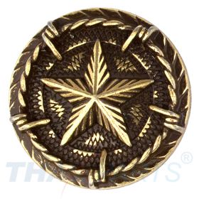 Concho #002 30mm Altmessing Western Texas Stern mit Stacheldraht Conchos