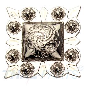 Concho #040 32mm Western Beere Rechteck Conchos Silber