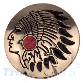 Concho #069 30mm Indianer Kopf Conchos Gold Stein Rot