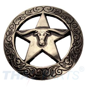 Concho #013 37mm Stierkopf Stern Antik Silber Conchos