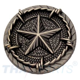 Concho #015 33mm Altsilbern Western Texas Stern mit Stacheldraht Conchos