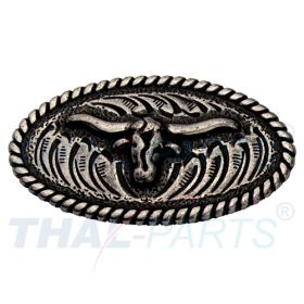 Concho #025 40mm Altsilbern Stierkopf Conchos Longhorn mit Lassorand