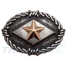 Concho #008 40mm Oval Altsilbern und Gold Western Texas Stern Conchos