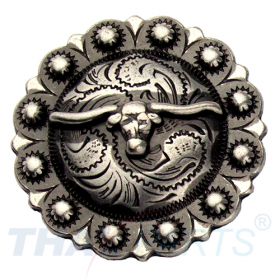 Concho #054 25mm Western Longhorn Beere Antik Silber Conchos