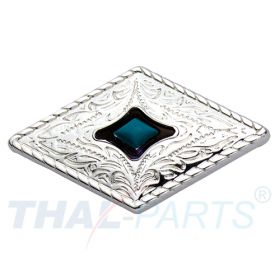 Concho #080 Western Conchos Raute 43mm x 25mm Silber Stein Blau