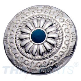 Concho #083 30mm Western Blume Conchos Silber Stein Blau