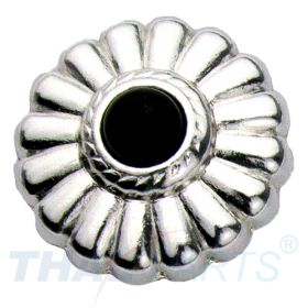 Concho #086 16mm Western Blume Conchos Silber Stein Schwarz