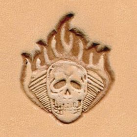 Punzierstempel 3D, Totenkopf mit Flamme, Gre 25 mm