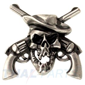 Concho #122 38mm Cowboy Sch�del gekreuzte Pistolen 1861 Revolver Antik Silber