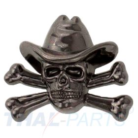 Concho #111 30mm Western Sch�del Cowboy gekreuzte Knochen Gunmetal Conchos