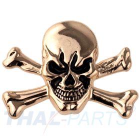 Concho #120 29mm x 40mm Metal Conchos Dekor Skull gekreuzte Knochen Gold