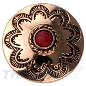 Concho #146 22mm Western Blume Flower Gold mit Stein Rot Conchos