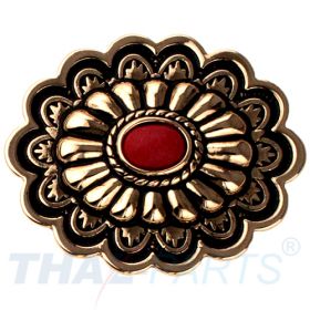 Concho #154 35mm Metal Jumbo Stempel Gold mit Stein Rot Conchos