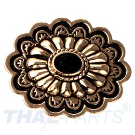 Concho #158 35mm Metal Jumbo Stempel Gold mit Stein Schwarz Conchos