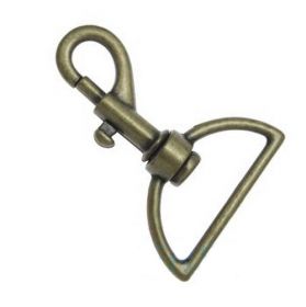 10er Pack Karabinerhaken 38mm x 60mm mit geradem Wirbel Altmessing