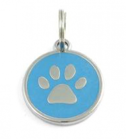Halsbandanhnger Pfote blau #19 Schmuck Anhnger Hundemarke 30mm