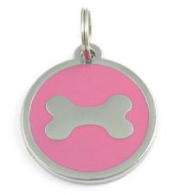 Halsbandanh�nger Bone rosa #28 Schmuck Anh�nger Hundemarke 38mm