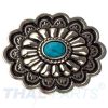 Concho #149 35mm Metal Jumbo Stempel Silber mit Stein Blau Conchos