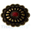 Concho #152 35mm Metal Jumbo Stempel Antik Bronze mit Stein Rot Conchos